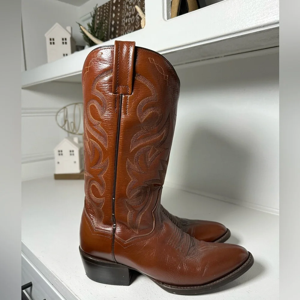 Dan Post Cowboy Boots Men’s 7.5D, Women 9 Vintage Brown Leather Western Classic - Picture 5 of 9